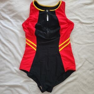 Ashley Stewart Red and Black One Piece Swimsuit